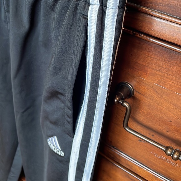 Adidas track pants with stripe. Unisex. Medium 10-12. Black. EUC. - Picture 3 of 5
